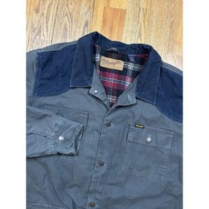 Wrangler Flannel Lined Barn Chore Coat Jacket Men 2XL Corduroy Collar Blue